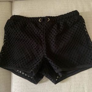 netted black shorts